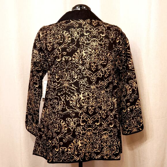 Catherine's Quilted Lightweight Open Jacket in Black & Gold | Size 14/16W | NWT - Picture 8 of 10